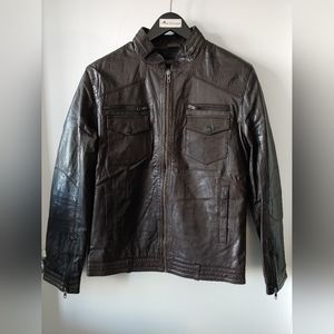 Jack Jones Mens Calf Skin Leather Jacket, Small, Brown